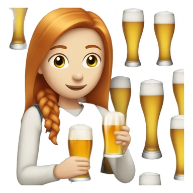 Ginger straight hair and blue eyes woman drinking beer sticker