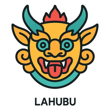 Lahubu as a lineal color icon with black outlines, professional and friendly sticker