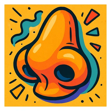cartoon-style nose, exaggerated features, vibrant colors sticker
