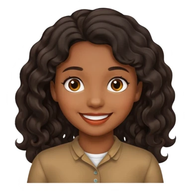 Black, wavy hair, brown skin, filipina defaulr emoji girl sticker