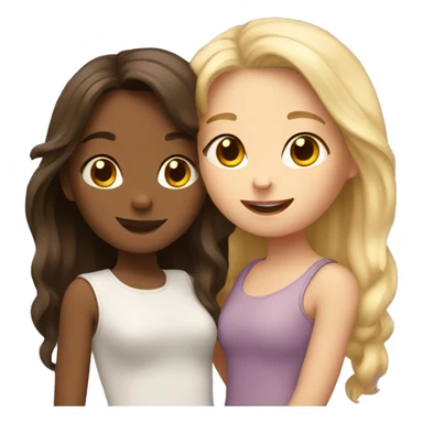 Two best friends, girls, hugging each other. One is blonde one is brunette sticker
