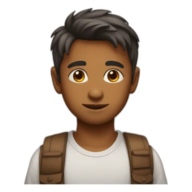 Boy with a light beard and tilak on forehead wearing shirt sticker