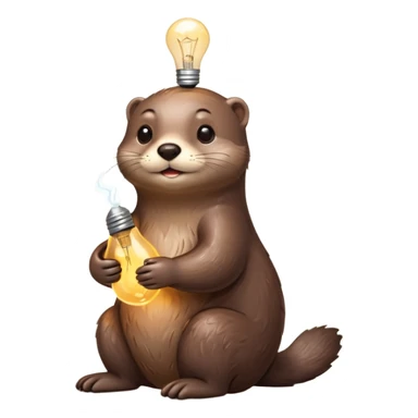 otter hugging one lightbulb sticker