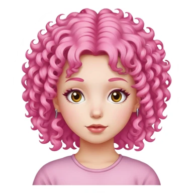 Girl with pink perm hair sticker