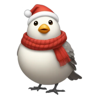 Fat Bird Santa wearing scarf sticker
