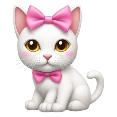 cat with pink bows on right side of ear sticker