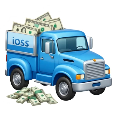blue truck with money sticker