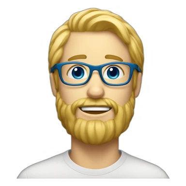 Blond man blue eye glasses small beard eating hazelnut sticker