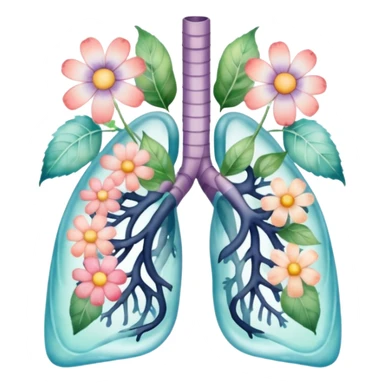 Pastel transparent anatomy lungs and flowers sticker