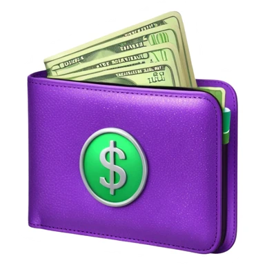 glitter purple wallet $ green symbol sticker