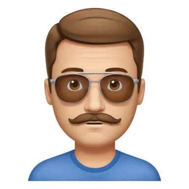 Man in his forty’s, with light moustache and a light beard, brown hair with young haircut, and sunglasses  sticker