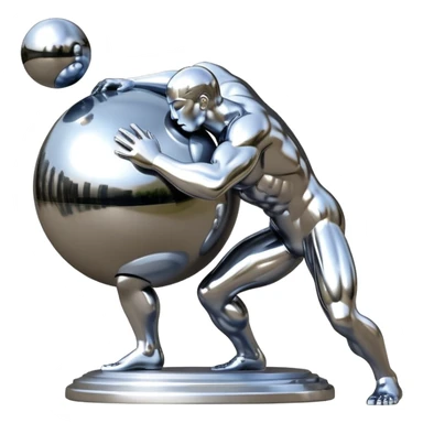 sorayama Sisyphus carrying big sphere on his back sculpture sticker