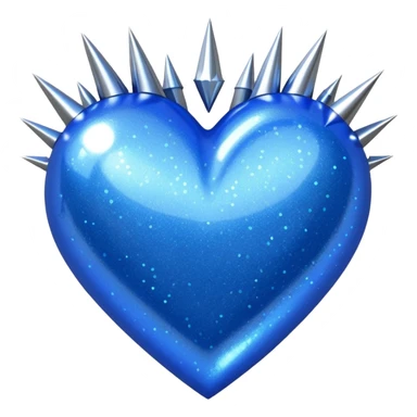 blue glittery heart with chrome spikes sticker