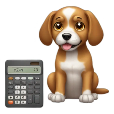 dog using calculator sticker