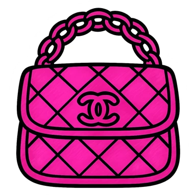 a pink Chanel purse, vibrant and eye-catching sticker