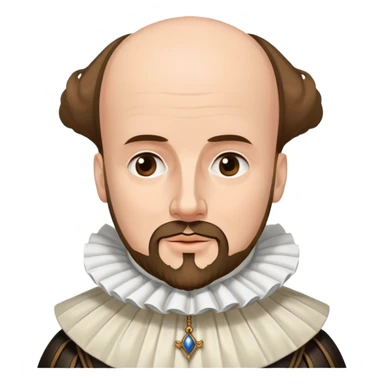 William Shakespeare portrait with elizabethan ruff collar and balding head with hair on sides sticker