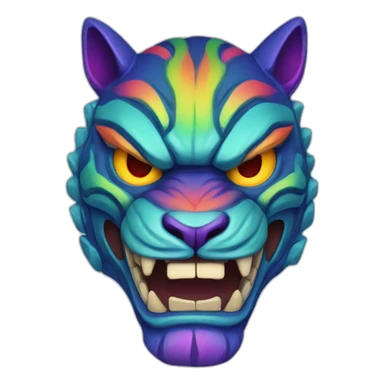 rainbow tiger oni mask sticker