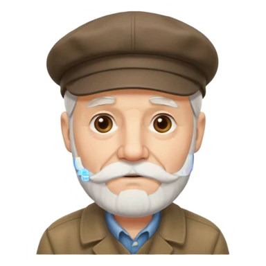 Old man white beard wearing a flat cap sticker