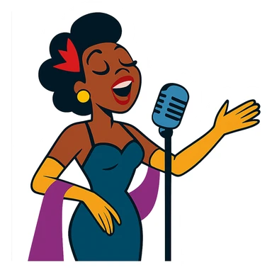 black jazz singer wearing a glamorous 1940s dress sticker