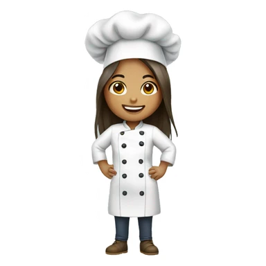 happy asian girl chef long hair brown skin sticker