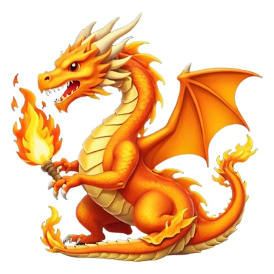 Fire dragon breathing fire, simplified google facebook artstyle sticker