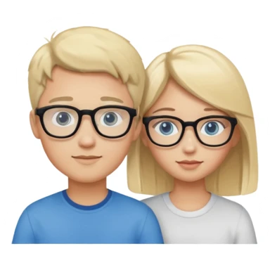 cute couple with a girl with blonde hair and blue eyes and the boy with dark hair and glasses  sticker