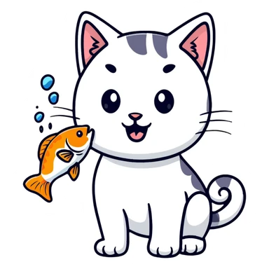 Cat eating fish sticker