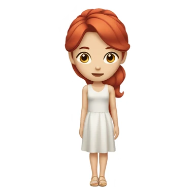 asian girl who's mbti is isfp, red hair, makeup, dress sticker