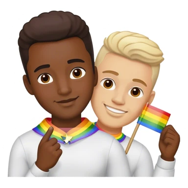Gay pride with white and black males sticker