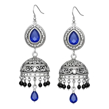 generate an ios genmoji of jhumkas silver sticker