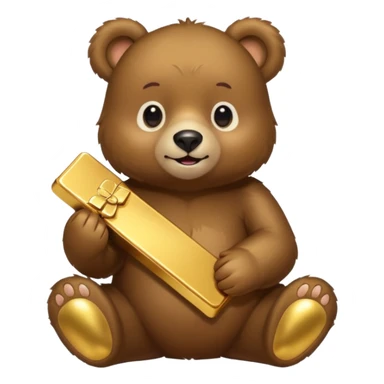Cute bear with a gold bar. PNG format. 127 KB, 100*100 pixels. sticker