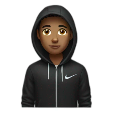 a young man with nike black hoodie sticker