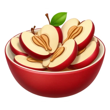apple slices pieces in bowl with peanutbutter sticker