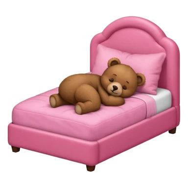 Brown Teddy bear sleeping in pink bed sticker