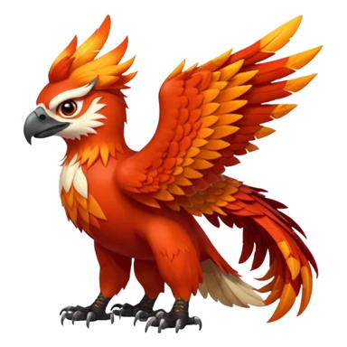 4-legged scaly Gryphon-Eagle-Hawk-Talonflame-Red-Panda-fusion-hybrid-animal-Fakémon-creature, full body sticker