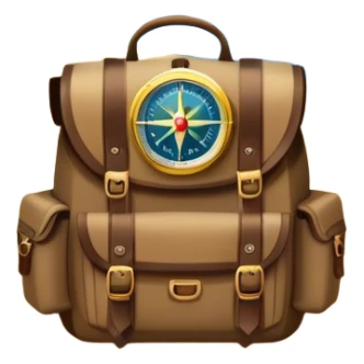 Icon for Expeditions: a compass, a map, a backpack and a rugged expedition jeep, set against a backdrop of snowy mountains, sand dunes and tropical islands. The icon should capture the spirit of adventure and exploration in diverse landscapes. Transparent background. sticker