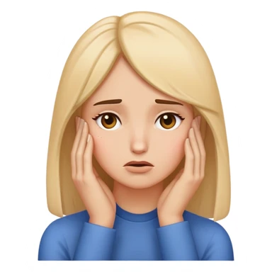 Facepalm gesture followed by three female face emojis sticker