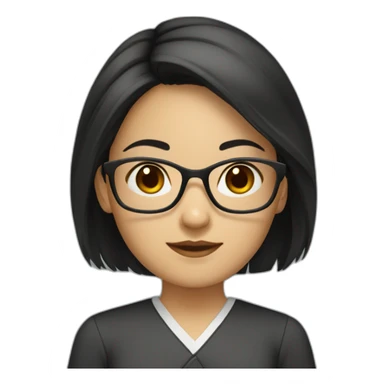 Young woman asiatic teacher, red glasses, black eyes, black square hairs  sticker