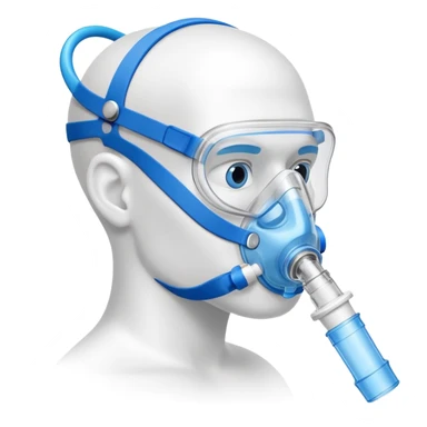 Blue VO2 max testing mouthpiece with breathing valve and tube, with nose clip, laboratory testing equipment sticker