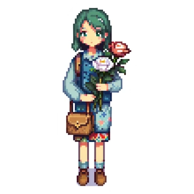 The Fool tarot card, pixel art style, vibrant colors, no text sticker