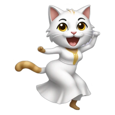 Gata blanca bailando sticker