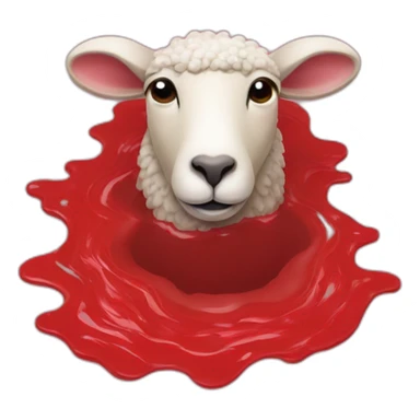 A sheep head  in a red puddle sticker