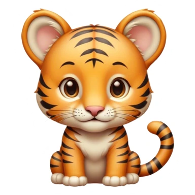 Cinematic Cute Tiger Cub Portrait Emoji, Head tilted playfully and inquisitively, with an adorably compact form accented by subtle stripes and round, sparkling eyes full of wonder, Simplified yet irresistibly adorable features, highly detailed, glowing with a warm, inviting wild glow, high shine, affectionate and lively, stylized with a touch of whimsical feline cuteness, soft glowing outline, capturing the essence of a mischievous yet loving tiger cub that seems as if it could leap out of the screen into your arms! sticker