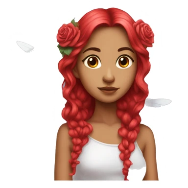 big wings, rose, Beautiful, fairy, red, long hair sticker