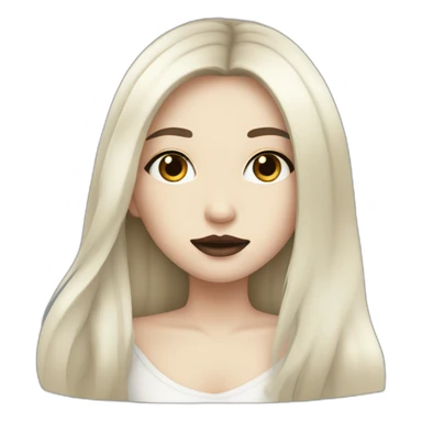 Pale girl with dark eyes, long black hair and full lips  sticker