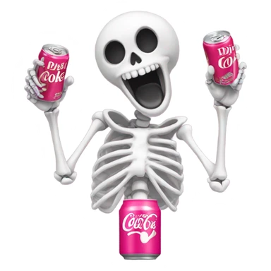 Skeleton drinking a pink Diet Coke sticker