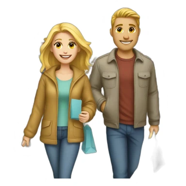 white couple shopping together sticker
