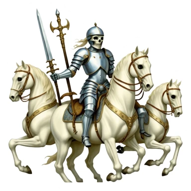 aesthetic shiny glowing divine lighting, oil paint - ivory The Four Horsemen of the Apocalypse, based on a graphic by Albrecht Dürer sticker