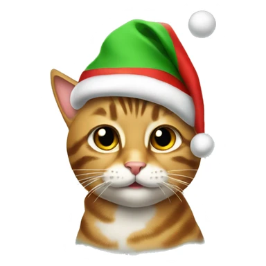 tabby cat wearing christmas hat  sticker