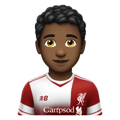 a little handsome boy in a Liverpool kit with black hair and brown skin. sticker
